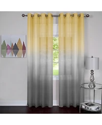 Kate Aurora Tropical Living Semi Matte Sheer Ombre Chic Grommet Top Window Curtains - 52 in. W x 84 L