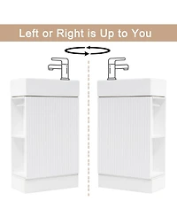 Sillysis Bathroom Vanity with Sink, Mdf Storage Cabinet, Two-Tier Shelf & Left or Right Orientation for Small Bathrooms