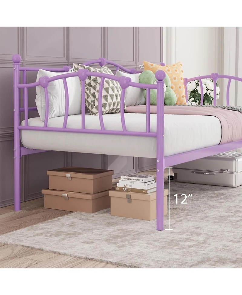 gaomon Daybed Frame Metal Platform Sofa Bed Headboard Heavy Duty Steel Slat Support Space Saving No Box Spring.