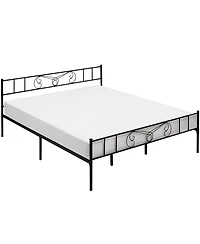 gaomon Metal Platform Bed- Minimalist Curved Iron Design Heavy Duty Steel Slats No Box Spring Needed