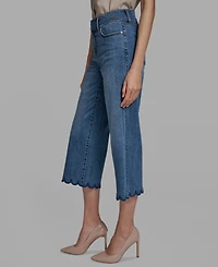 Karl Lagerfeld Paris Petite Scalloped Button Mid-Rise Jeans