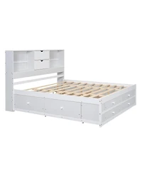 Streamdale Furniture Platform Bed with Storage Headboard and 8 Drawers