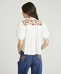 Driftwood Women's Short-Sleeve Floral Blouse