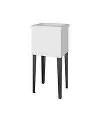 Fm Furniture Katy Compact Utility Sink with Metal Legs for Laundry Room