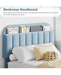 gaomon Bed Frame Storage Headboard 2 Drawers Boucle Upholstered Platform Bookcase Easy Assembly No Box Spring.
