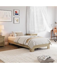 gaomon Platform Bed Frame with Underbed Storage- 10.24 Inch Clearance- Wood and Metal Slat Support- No Headboard- No Box Spring Needed.