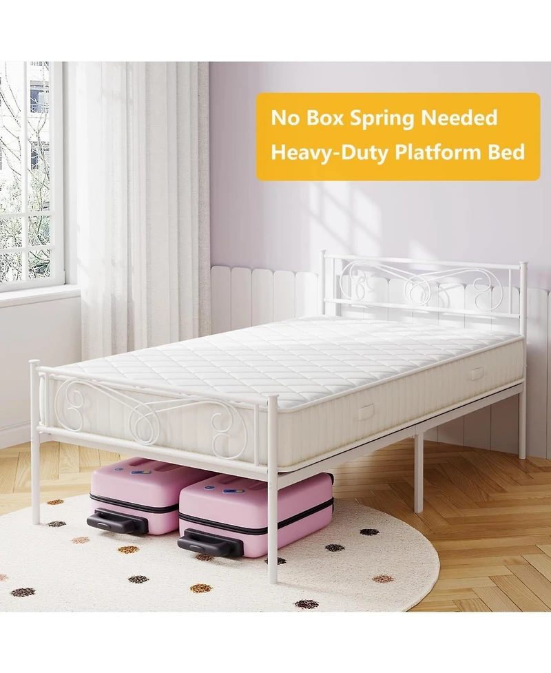 gaomon Metal Bed Frame Headboard Footboard Platform Steel Slats Easy Assembly No Box Spring.