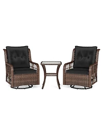 Gymax Set Of 3 Patio Furniture w/ 2-Tier Side Table & Cushions for Porch