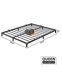 6 Inch Queen Low Profile Metal Bed Frame-Reliable Mattress Foundation-No Box Spring Required