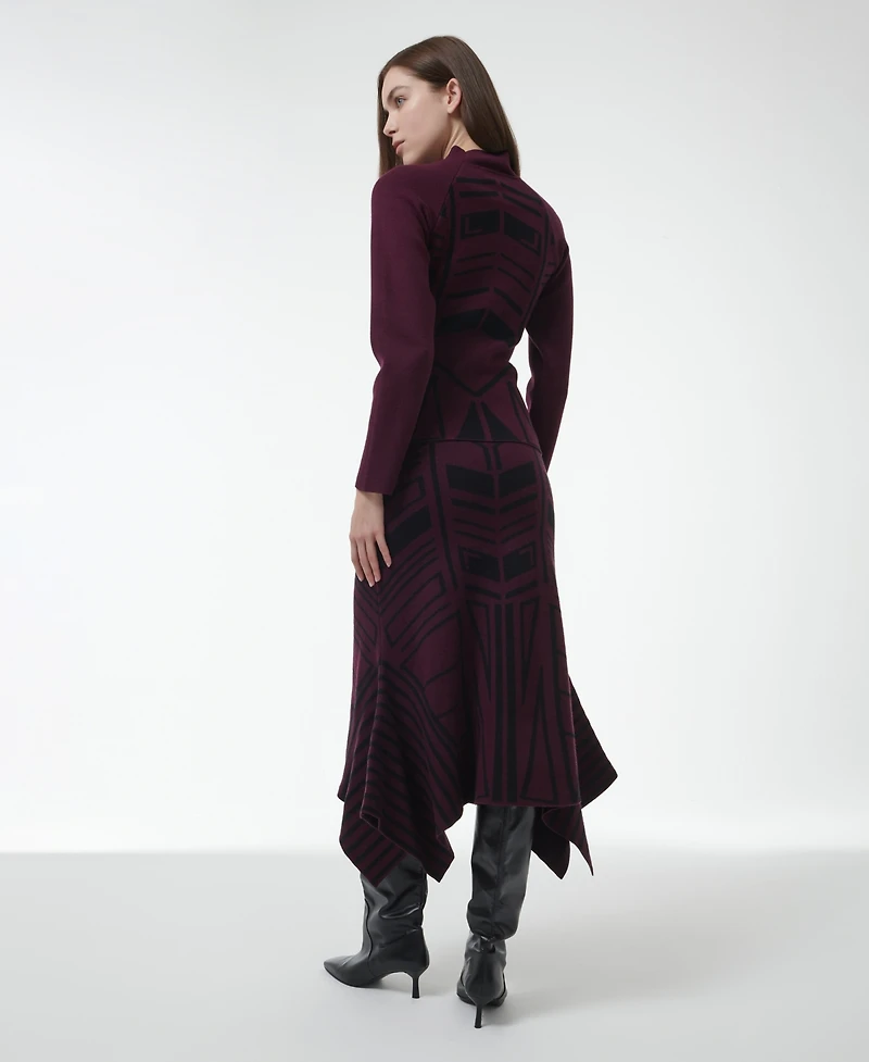 Leem Women's Geometric Jacquard Fitted Knit Top