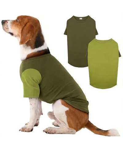Aronkl 2 Pack Breathable Cotton Spandex Dog T-shirts for Year-Round Comfort