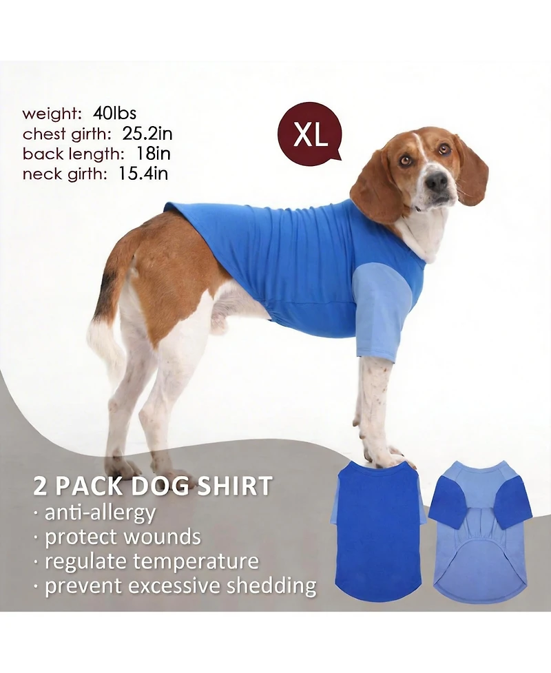 Aronkl 2 Pack Breathable Cotton Spandex Dog T-shirts for Year-Round Comfort
