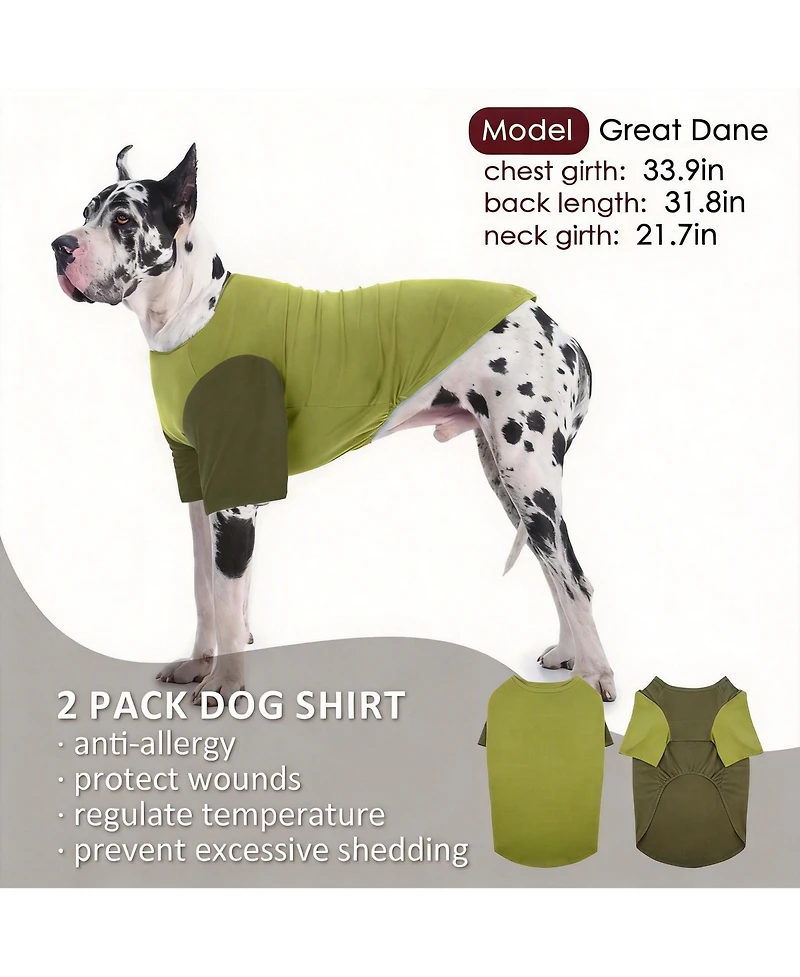 Aronkl 2 Pack Breathable Cotton Spandex Dog T-shirts for Year-Round Comfort