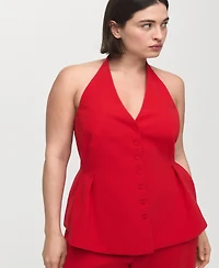 Mango Women's Halter Neck Peplum Top