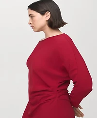 Mango Women's Boat-Neck Ruched Dress