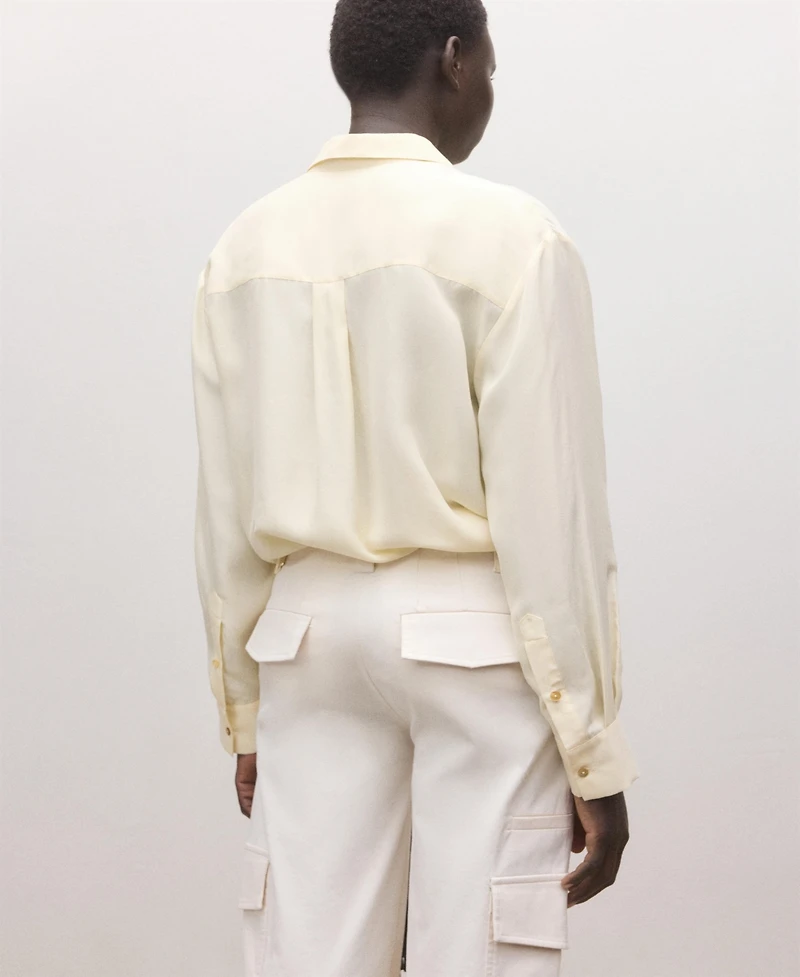 Mango Women's Silk Concealed Buttons Blouse