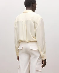 Mango Women's Silk Concealed Buttons Blouse