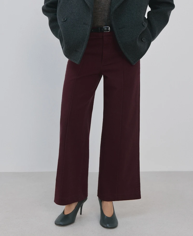 Mango Women's Seam Detail High-Waisted Wide Leg Jeans