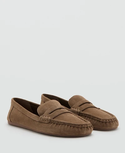 Mango Women's Suede Penny Loafers