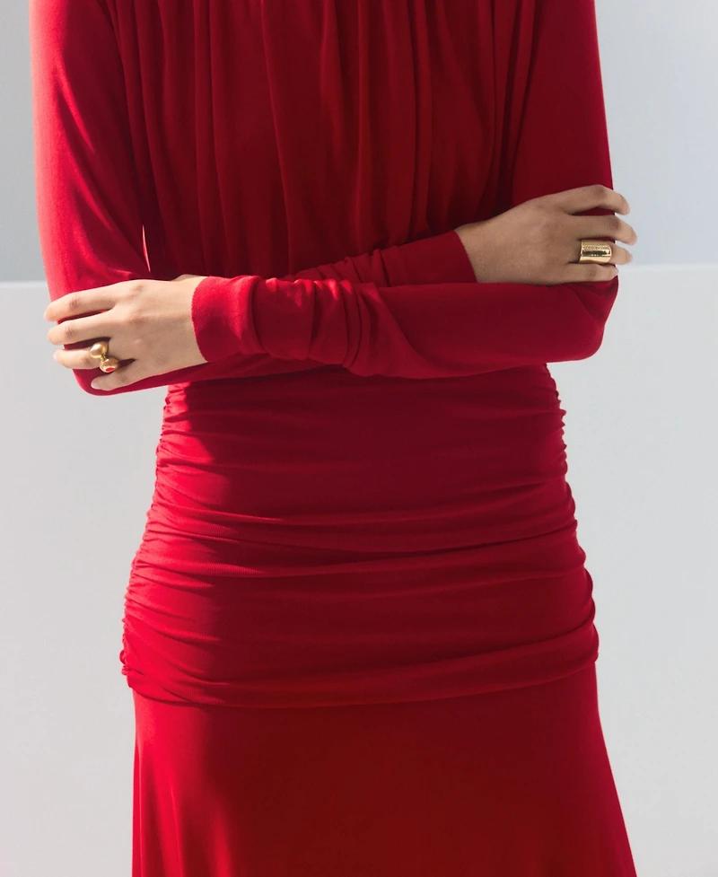 Mango Women's Draped Flared Dress