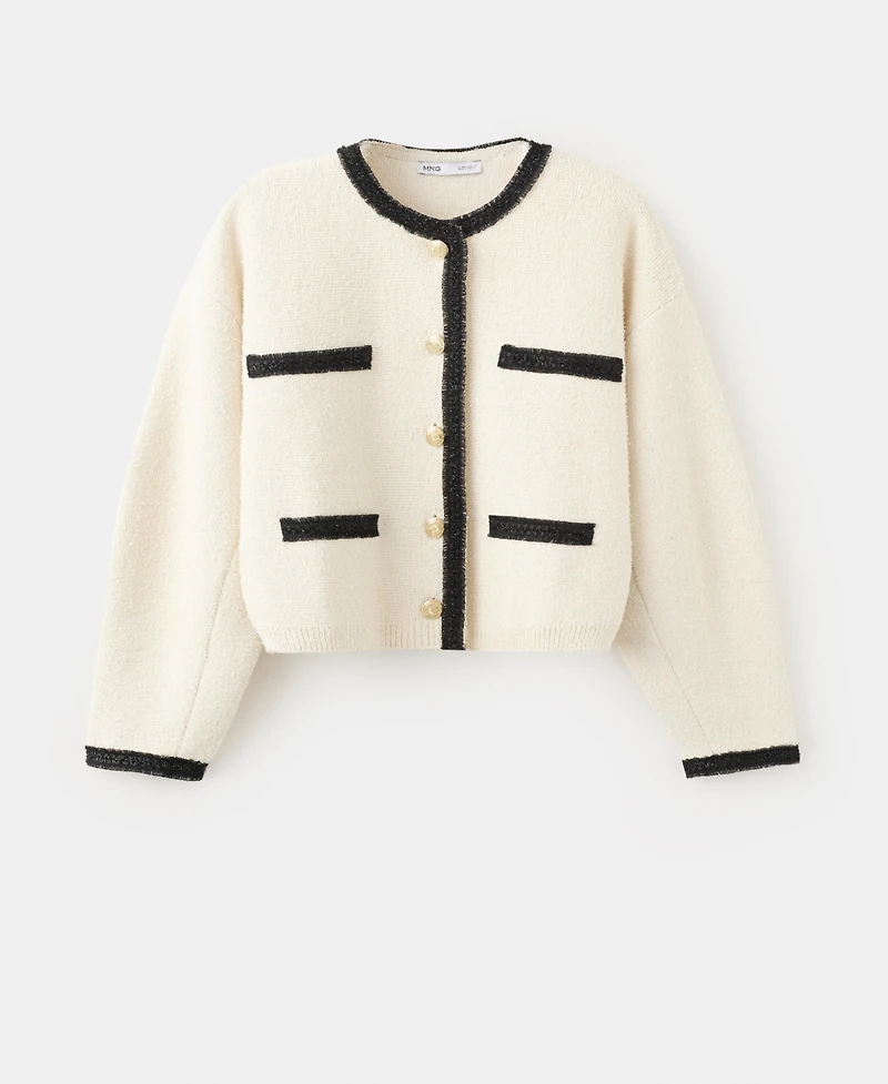 Mango Women's Contrasting Ribbed Cardigan