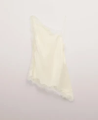 Mango Women's Asymmetric Satin Lace Top