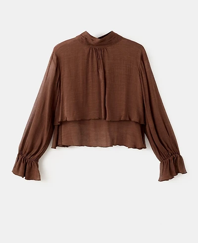 Mango Women's Ruffled High-Neck Blouse