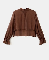 Mango Women's Ruffled High-Neck Blouse