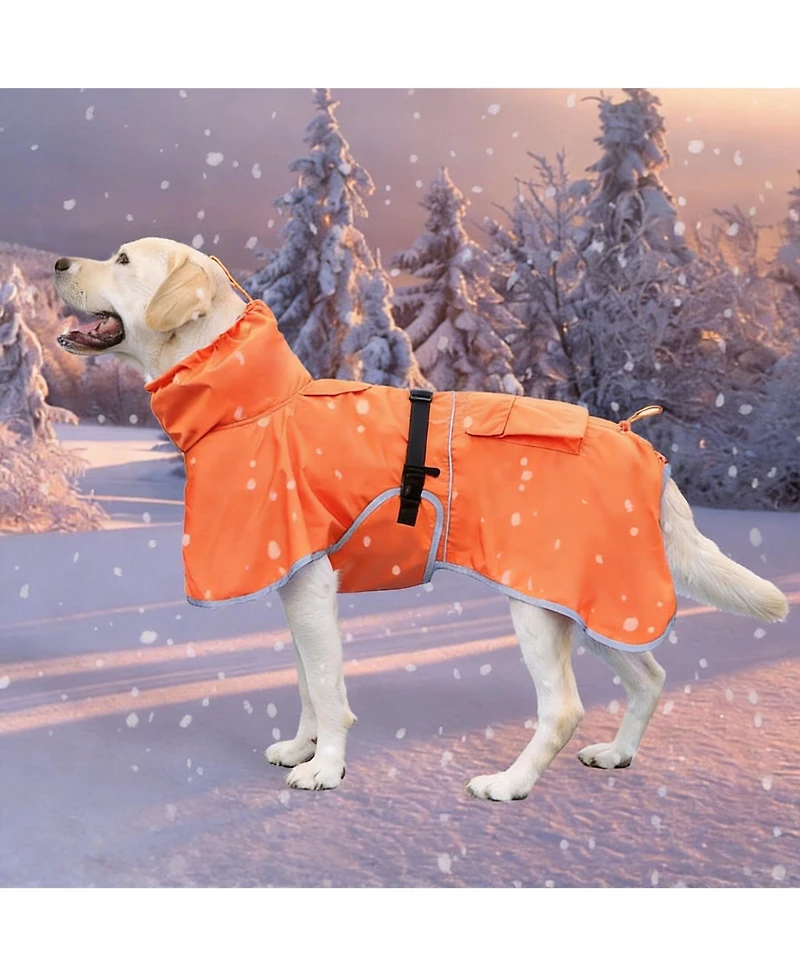 Aronkl Adjustable Hooded Raincoat for Medium Large Dogs with Reflective Edges