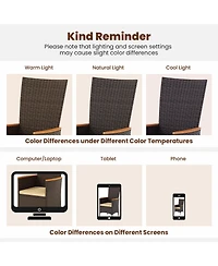 Gymax Patio Rattan Chairs 2 Pcs w/High Backrest and Acacia Wood Armrests Cushion