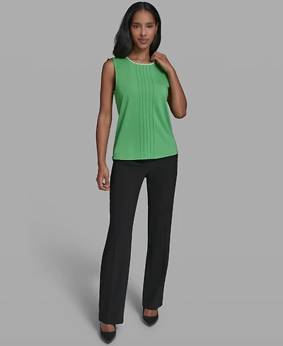 Karl Lagerfeld Paris Women's Crew Neck Sleeveless Blouse