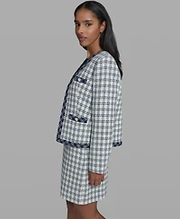 Karl Lagerfeld Paris Women's Open-Front Checkered Jacket