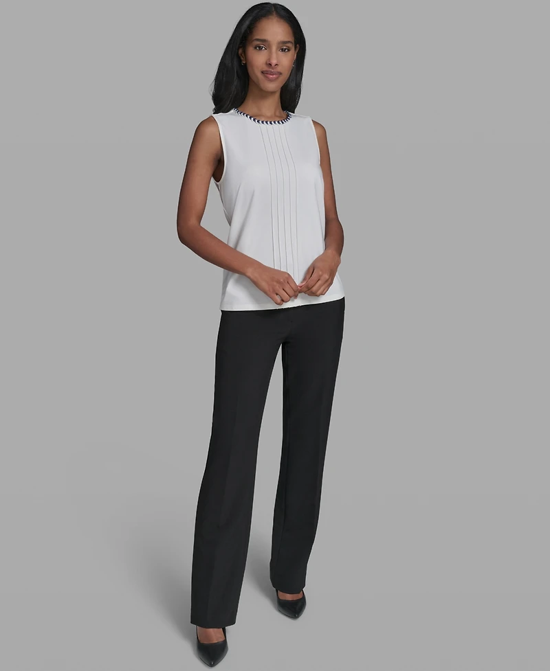 Karl Lagerfeld Paris Women's Crew Neck Sleeveless Blouse