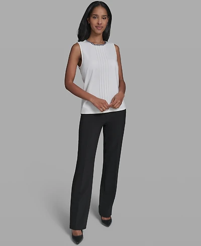 Karl Lagerfeld Paris Women's Crew Neck Sleeveless Blouse