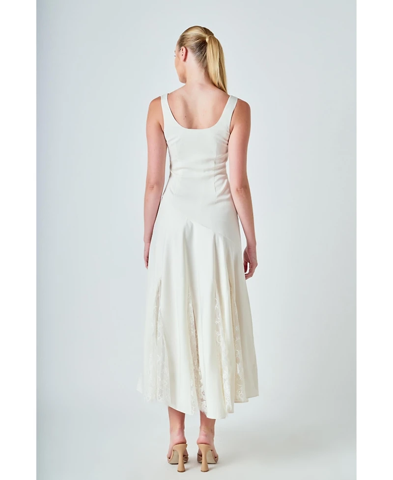 endless rose Women's Lace Satin Maxi Dress