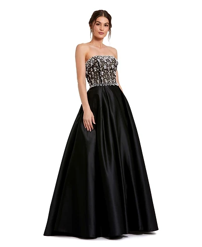 Mac Duggal Women's Strapless Embellished Top Satin Ballgown