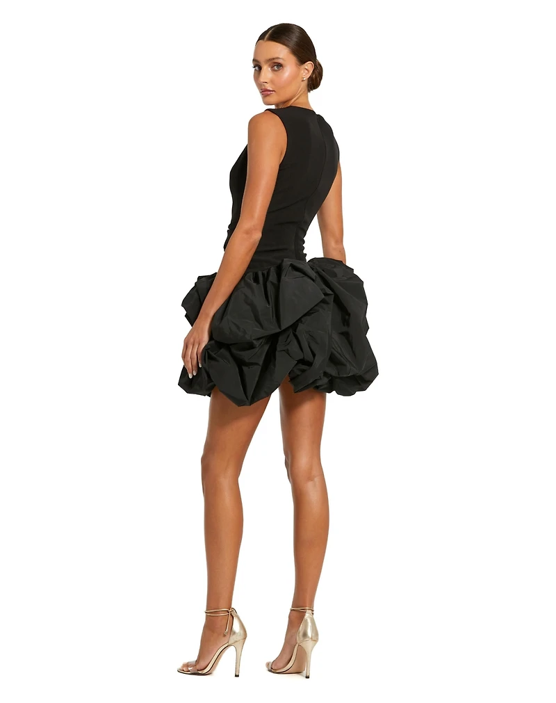 Mac Duggal Women's Sleeveless Crepe Bubble Skirt Mini Dress