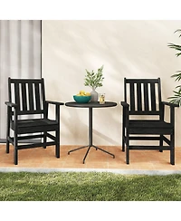 Gymax Patio Dining Chairs Set of 4 w/Wide Armrests Curved Seat Wood Grain for Backyard