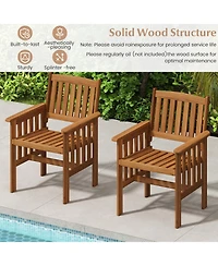 Gymax Patio Dining Chairs Set of 4 w/Slatted Backrest Seat for Balcony Poolside Porch