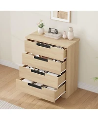 gaomon 4 Drawer Dresser , Chest of Drawers with Embedded Handles Design, Wooden Dresser Organizer for Living