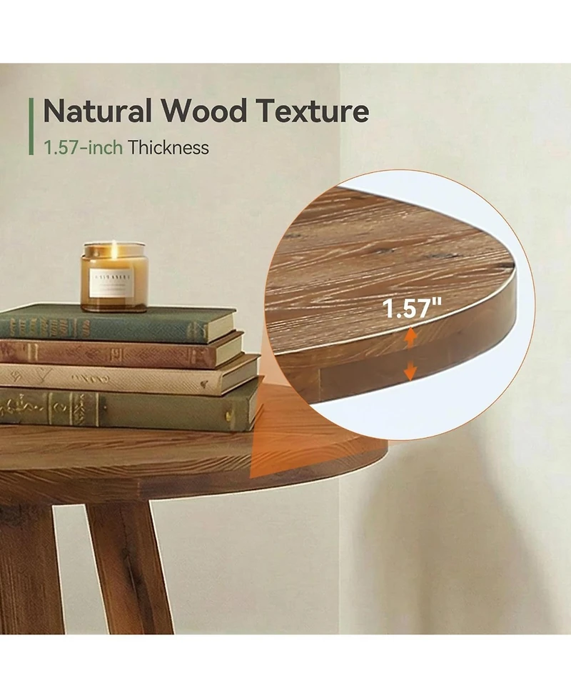 Tribesigns Solid Wood Dining Table for 4, 47.2" Farmhouse Round Kitchen Table, Warm Oak Finish