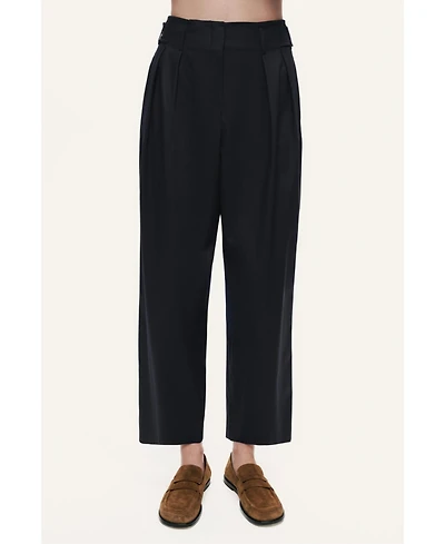 Nocturne Women's Pleated Tapered Crop Trousers