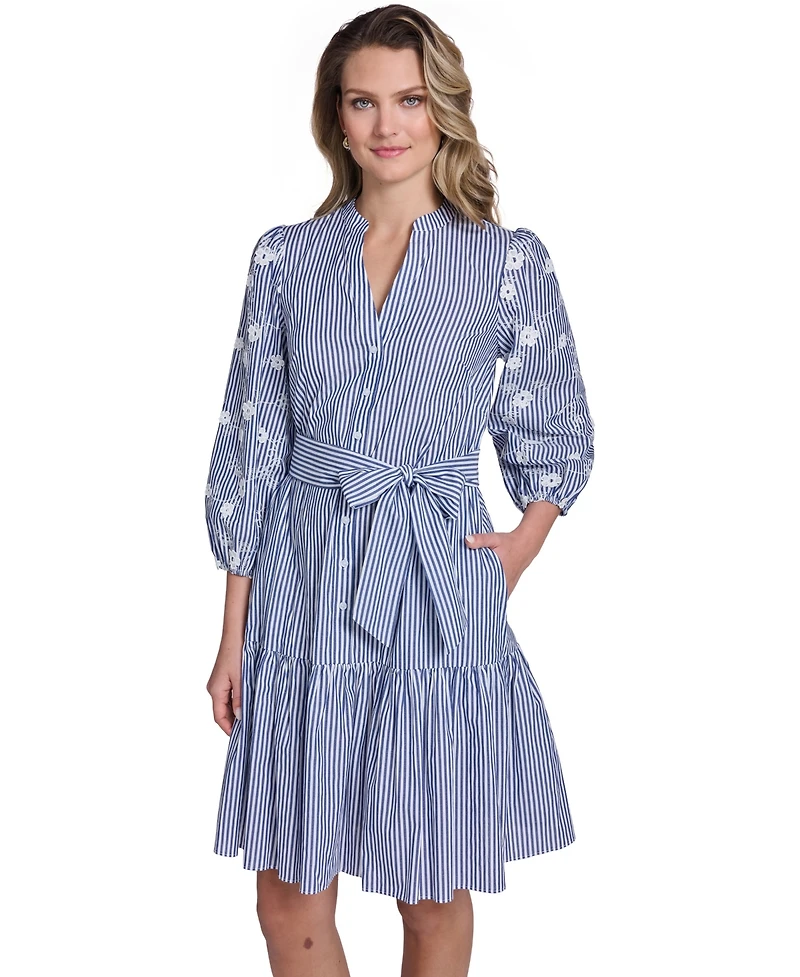Jessica Howard Petite 3/4-Sleeve Short Shirt Dress