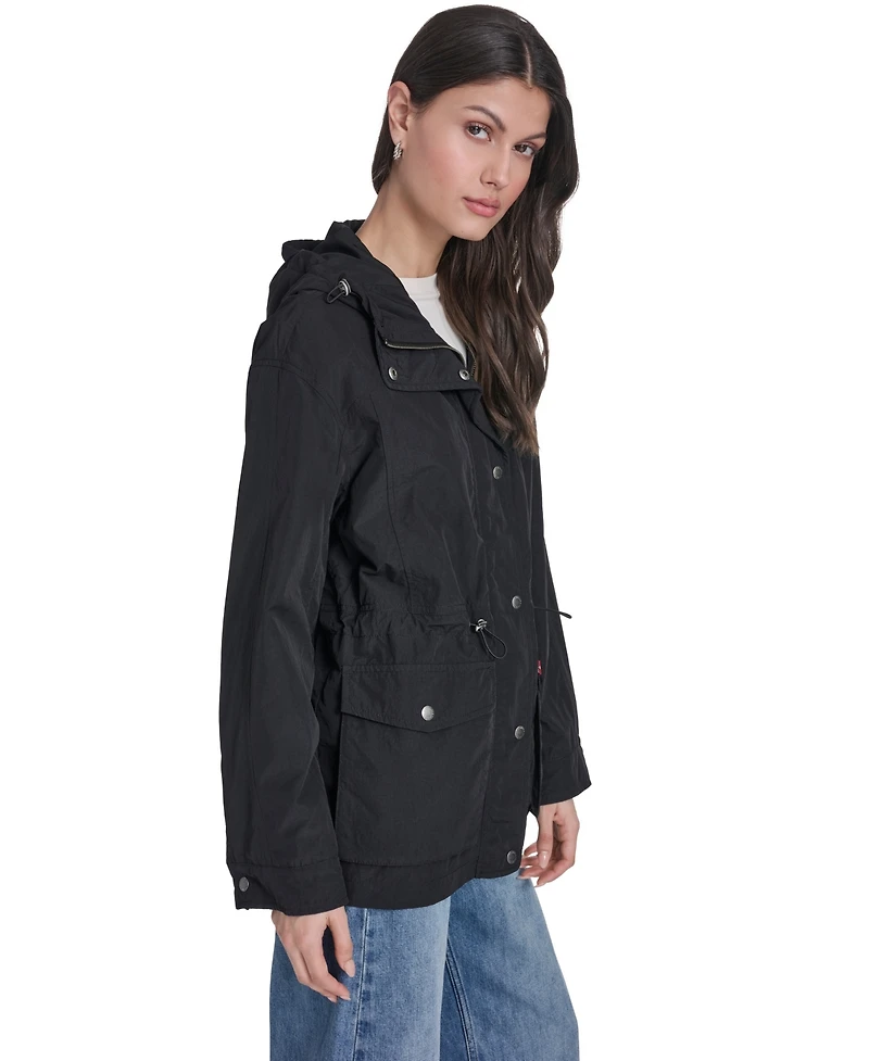 Levi's Women's Cinch-Waist Hooded Rain Anorak Jacket