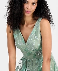 Tahari Asl Women's V-Neck Metallic Tk Dress