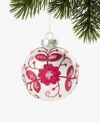 Holiday Lane Holiday Toile Floral Pattern Ball Ornament, Macy's Exclusive