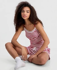 Just Polly Juniors Lace Trim Loungewear Camisole Tie Front Shorts