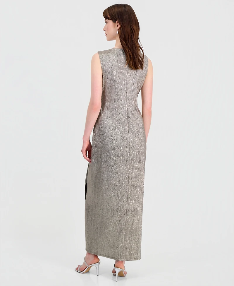 Connected Women's Surplice-Neck Gathered-Waist Maxi Dress