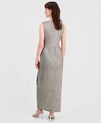 Connected Women's Surplice-Neck Gathered-Waist Maxi Dress