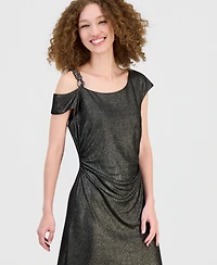 Connected Women's Off-The-Shoulder Stone Medallion Dress